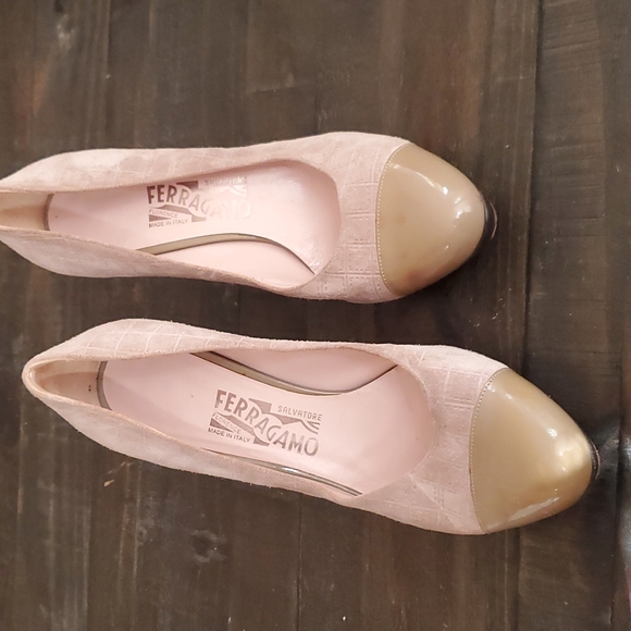 salvatore ferragamo women suade patten leather toe box size 7b - Picture 9 of 12